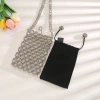 Cross-border retro heavy industry metal woven handbag, perforated crystal beaded pearl bag, single-shoulder hand-carry crossbody bag details Picture